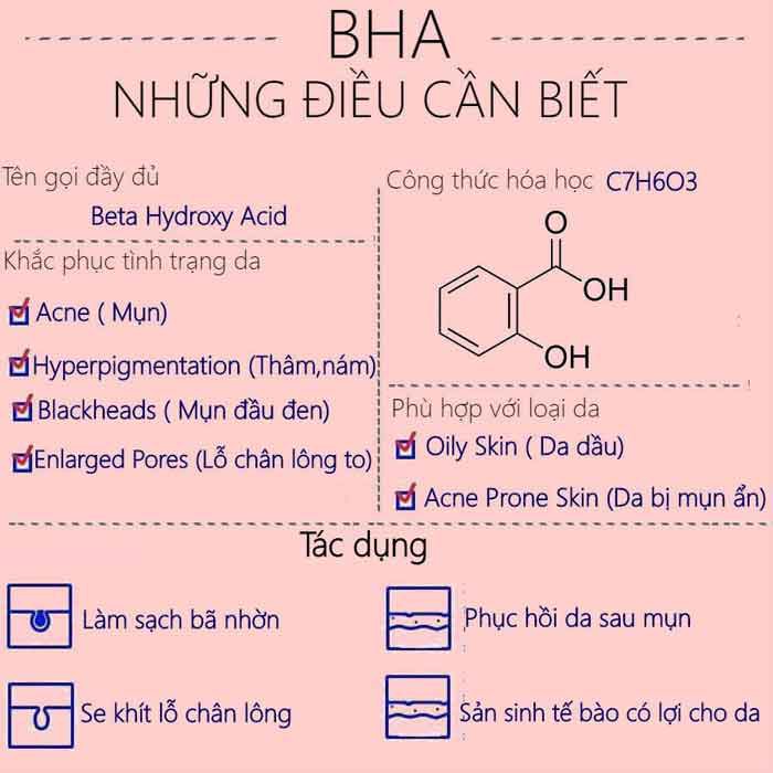 Beta - Hydroxy Acid (BHA) trong điều trị mụn